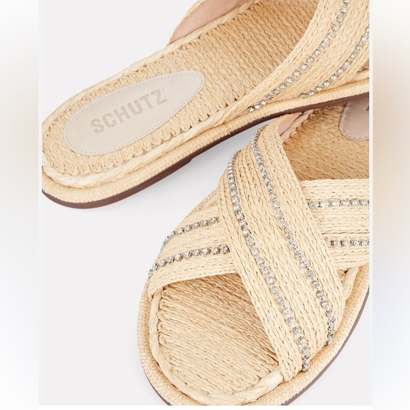 SCHUTZ Shoes - New Schutz Carlotta Crystal Rafia flat sandal new, no box size 10